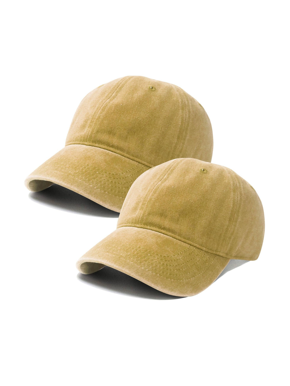 2 Packs Vintage Washed Distressed Baseball Cap Dad Hat for | Yellow | Size OS